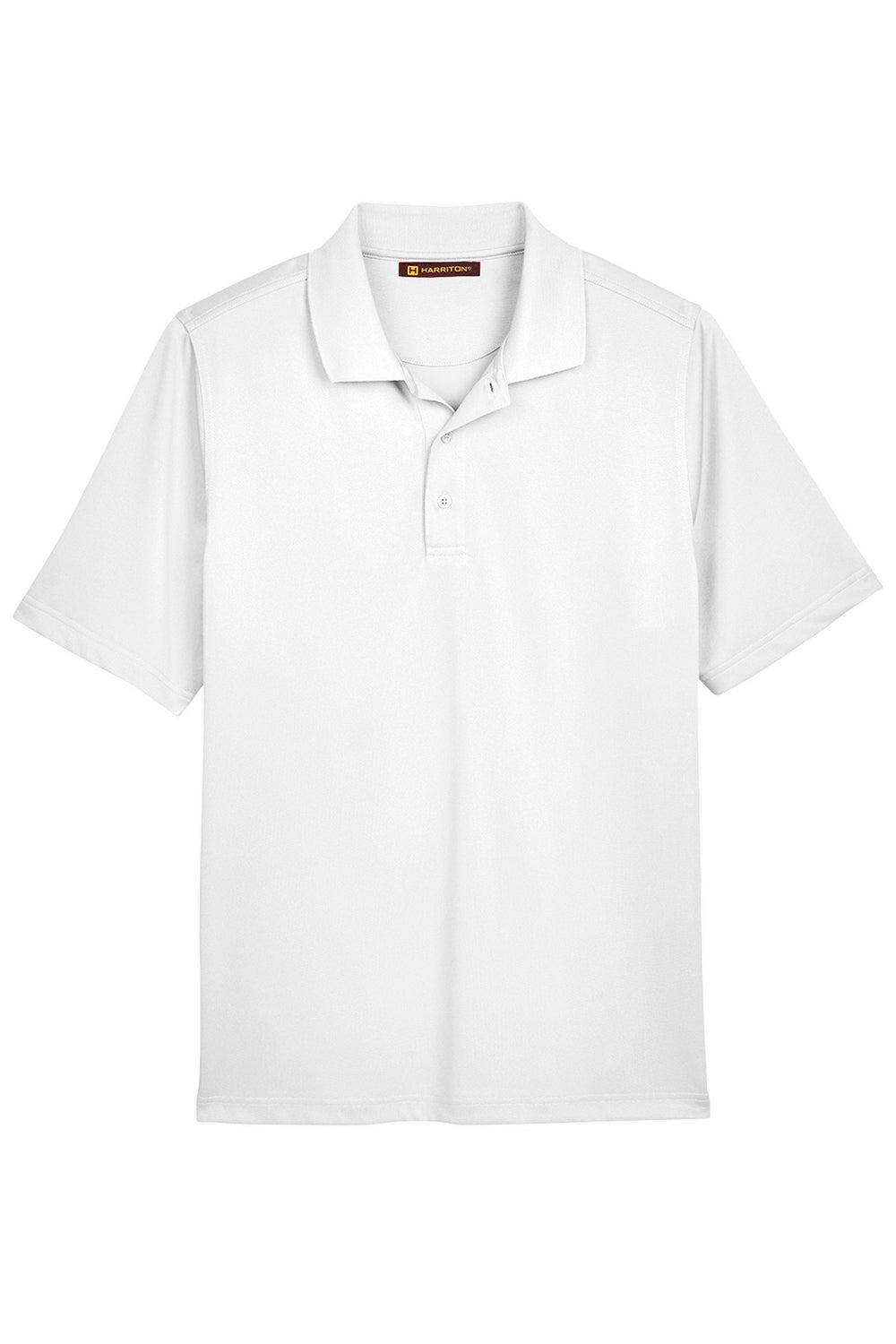 Harriton M348 Mens Advantage Performance Moisture Wicking Short Sleeve Polo Shirt White Flat Front
