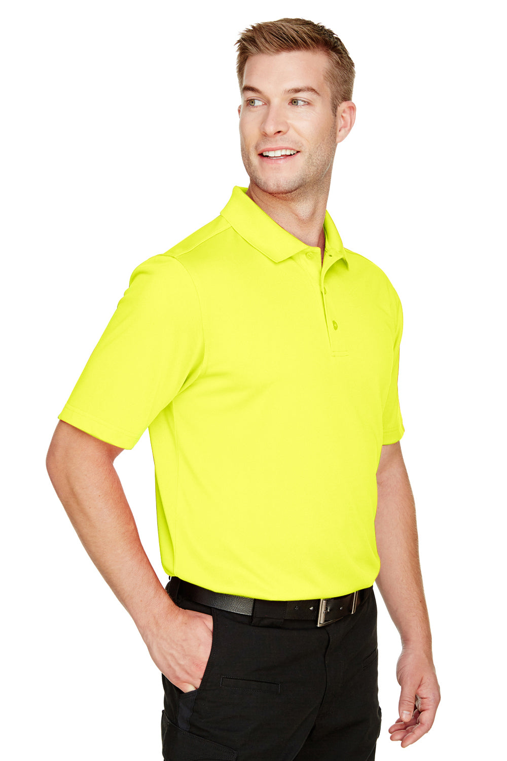 Harriton M348 Mens Advantage Performance Moisture Wicking Short Sleeve Polo Shirt Safety Yellow Model 3q