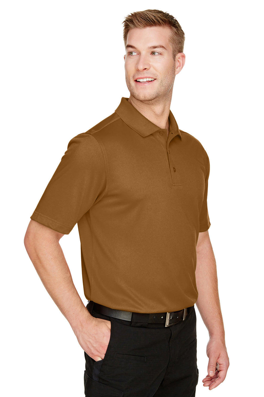 Harriton M348 Mens Advantage Performance Moisture Wicking Short Sleeve Polo Shirt Duck Brown Model 3q