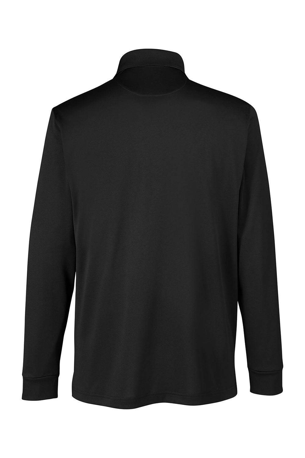 Harriton M348L/M348LT Mens Advantage Performance Moisture Wicking Long Sleeve Polo Shirt Black Flat Back