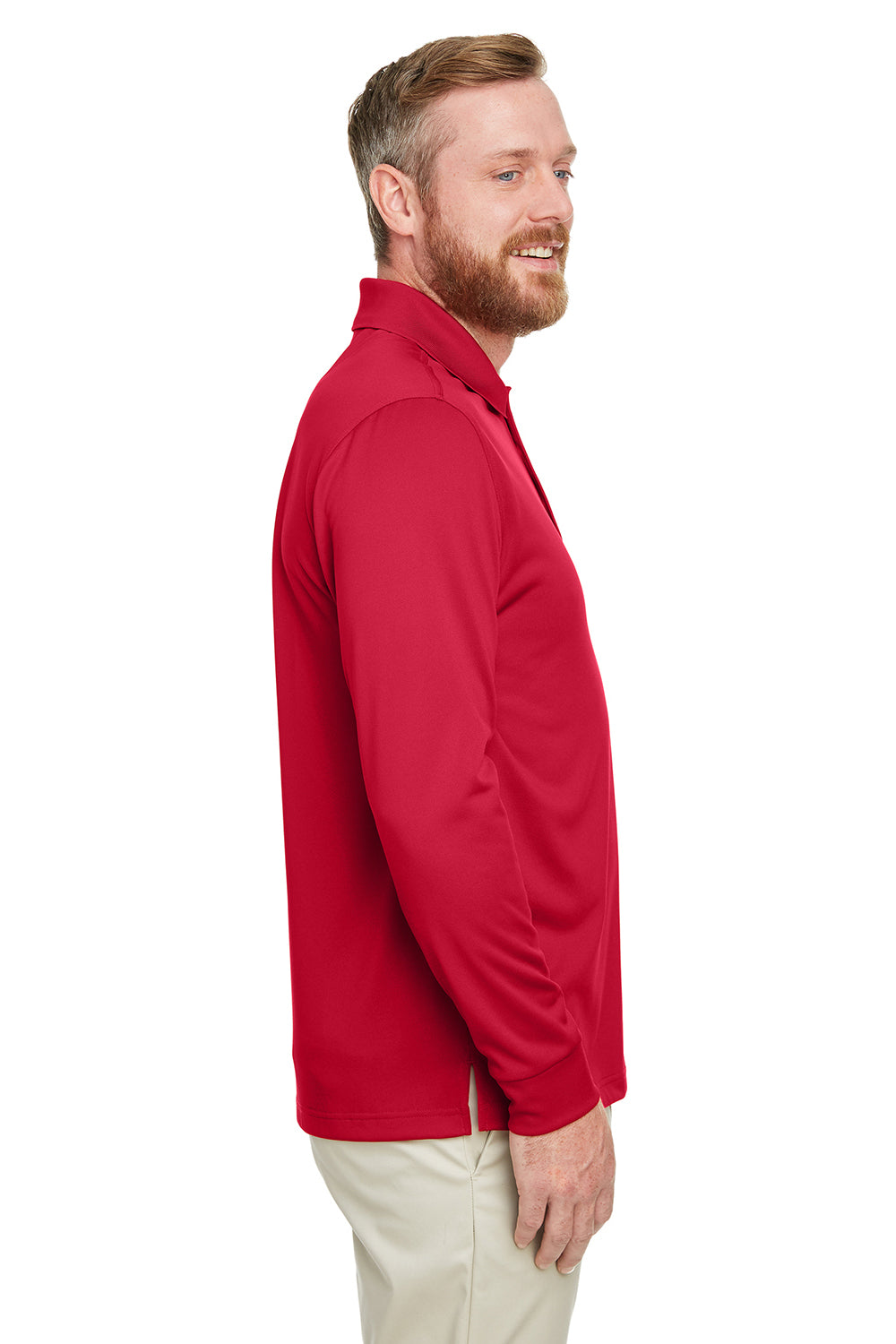 Harriton M348L/M348LT Mens Advantage Performance Moisture Wicking Long Sleeve Polo Shirt True Royal Blue Model Side