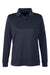 Harriton M348LW Womens Advantage Performance Moisture Wicking Long Sleeve Polo Shirt Dark Navy Blue Flat Front