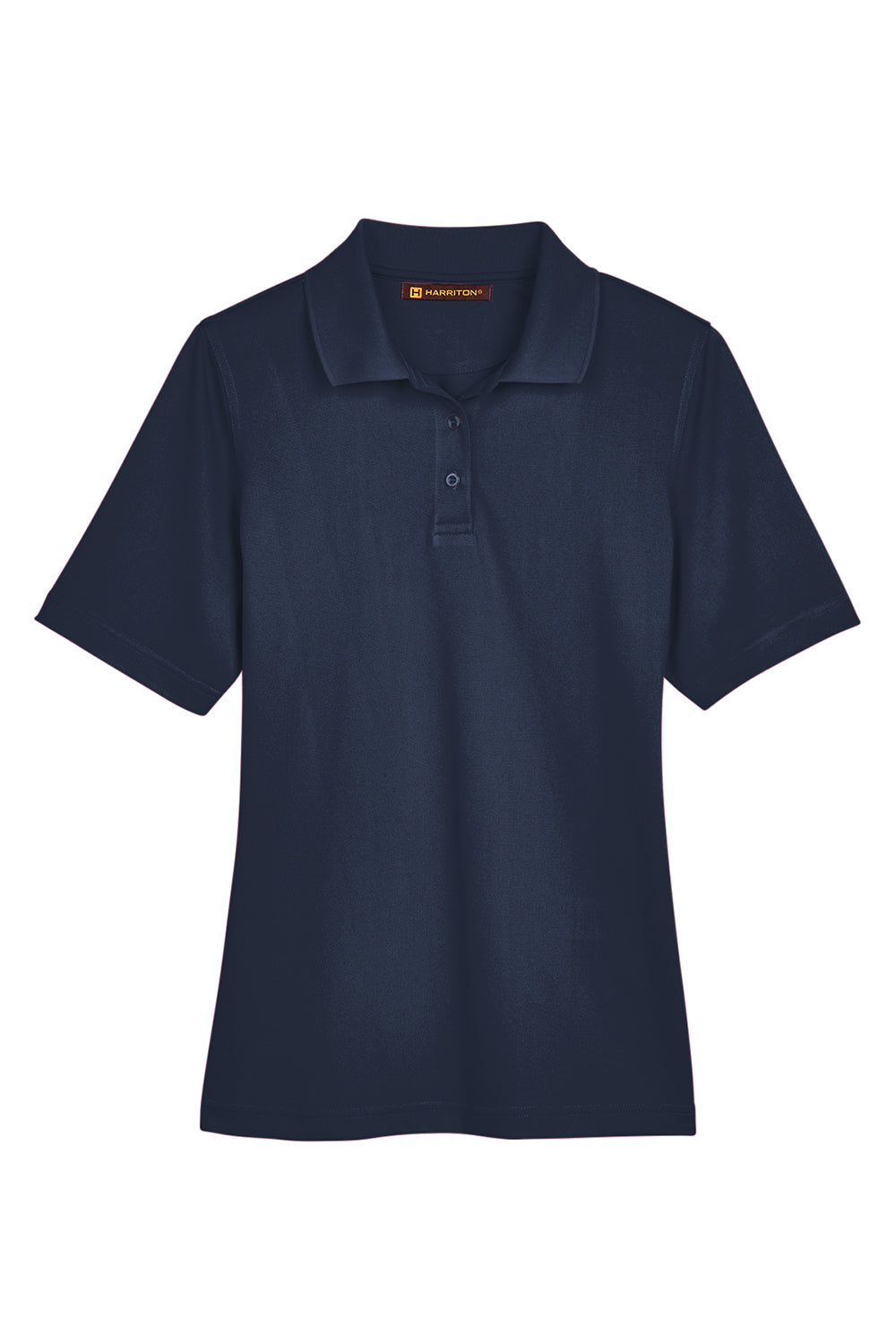 Harriton M348W Womens Advantage Performance Moisture Wicking Short Sleeve Polo Shirt Dark Navy Blue Flat Front