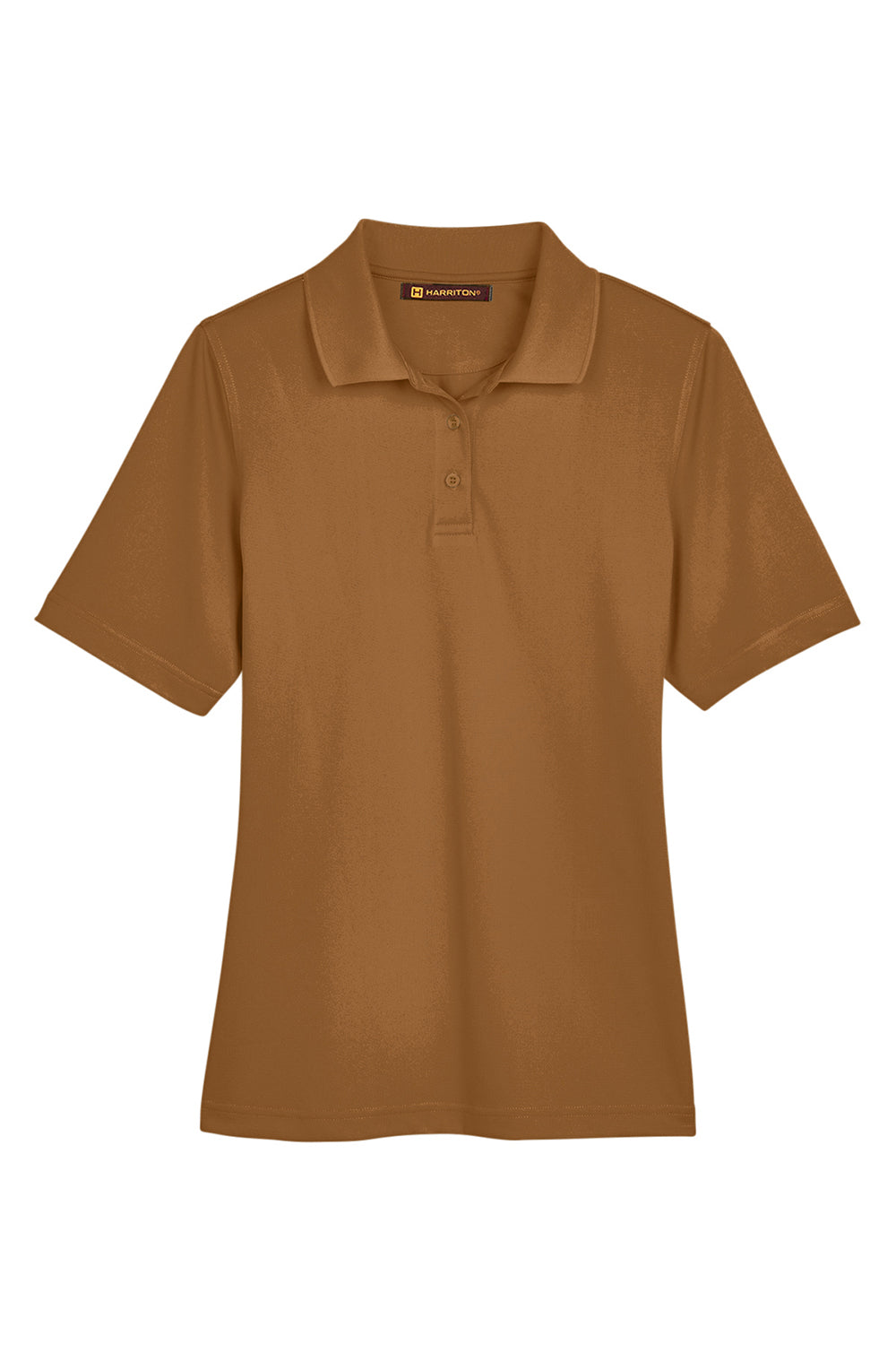 Harriton M348W Womens Advantage Performance Moisture Wicking Short Sleeve Polo Shirt Duck Brown Flat Front