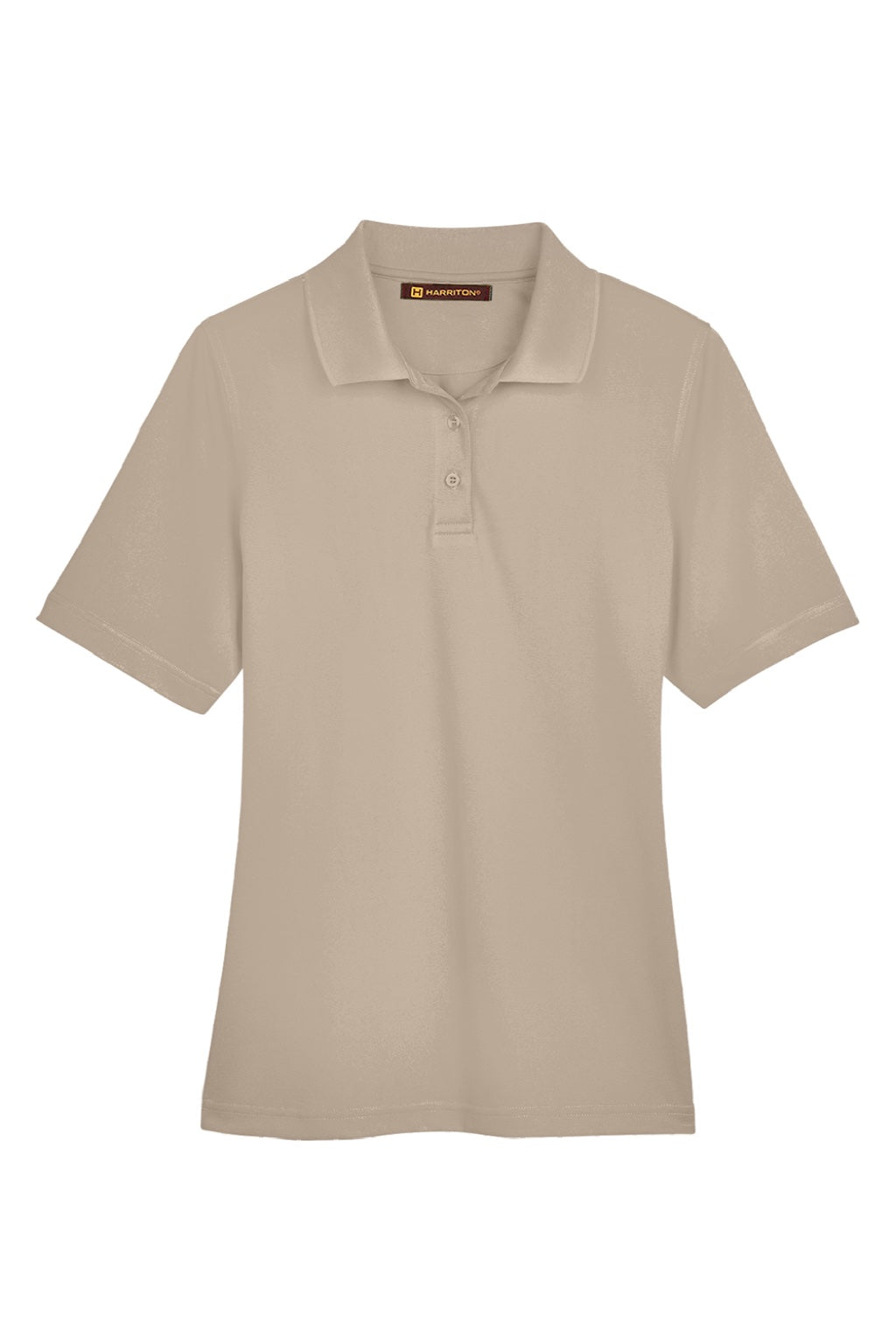 Harriton M348W Womens Advantage Performance Moisture Wicking Short Sleeve Polo Shirt Khaki Brown Flat Front