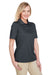 Harriton M348W Womens Advantage Performance Moisture Wicking Short Sleeve Polo Shirt Dark Charcoal Grey Model 3q