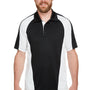 Harriton Mens Advantage Performance Moisture Wicking Colorblock Short Sleeve Polo Shirt - Black/White