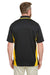 Harriton M386/M386T Mens Flash Performance Moisture Wicking Colorblock Short Sleeve Polo Shirt Black/Sunray Yellow Model Back