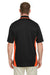 Harriton M386/M386T Mens Flash Performance Moisture Wicking Colorblock Short Sleeve Polo Shirt Black/Team Orange Model Back