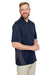 Harriton M386/M386T Mens Flash Performance Moisture Wicking Colorblock Short Sleeve Polo Shirt Dark Navy Blue/Dark Charcoal Grey Model 3q