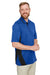 Harriton M386/M386T Mens Flash Performance Moisture Wicking Colorblock Short Sleeve Polo Shirt True Royal Blue/Black Model 3q