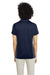 Harriton M386W Womens Flash Performance Moisture Wicking Colorblock Short Sleeve Polo Shirt Dark Navy Blue/Dark Charcoal Grey Model Back