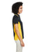 Harriton M386W Womens Flash Performance Moisture Wicking Colorblock Short Sleeve Polo Shirt Black/Sunray Yellow Model Side