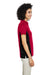 Harriton M386W Womens Flash Performance Moisture Wicking Colorblock Short Sleeve Polo Shirt Red/Black Model Side