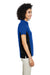 Harriton M386W Womens Flash Performance Moisture Wicking Colorblock Short Sleeve Polo Shirt True Royal Blue/Black Model Side