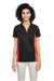 Harriton M386W Womens Flash Performance Moisture Wicking Colorblock Short Sleeve Polo Shirt Black/Team Orange Model Front