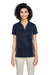 Harriton M386W Womens Flash Performance Moisture Wicking Colorblock Short Sleeve Polo Shirt Dark Navy Blue/Dark Charcoal Grey Model Front