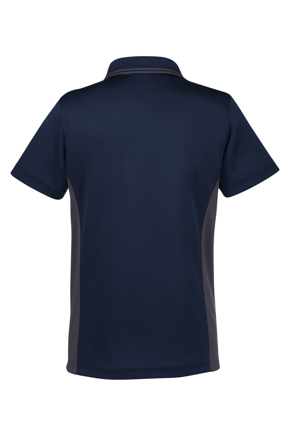 Harriton M386W Womens Flash Performance Moisture Wicking Colorblock Short Sleeve Polo Shirt Dark Navy Blue/Dark Charcoal Grey Flat Back