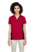 Harriton M386W Womens Flash Performance Moisture Wicking Colorblock Short Sleeve Polo Shirt Red/Black Model Front