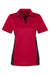 Harriton M386W Womens Flash Performance Moisture Wicking Colorblock Short Sleeve Polo Shirt Red/Black Flat Front