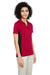 Harriton M386W Womens Flash Performance Moisture Wicking Colorblock Short Sleeve Polo Shirt Red/Black Model 3q