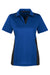 Harriton M386W Womens Flash Performance Moisture Wicking Colorblock Short Sleeve Polo Shirt True Royal Blue/Black Flat Front
