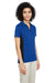 Harriton M386W Womens Flash Performance Moisture Wicking Colorblock Short Sleeve Polo Shirt True Royal Blue/Black Model 3q