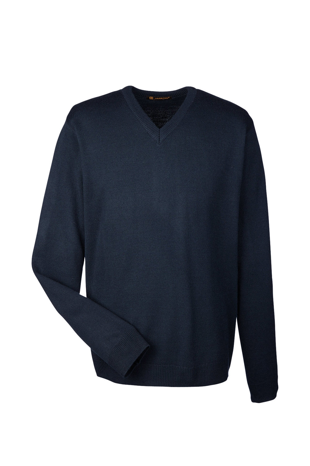 Harriton M420 Mens Pilbloc Pill Resistant V-Neck Long Sleeve Sweater Dark Navy Blue Flat Front