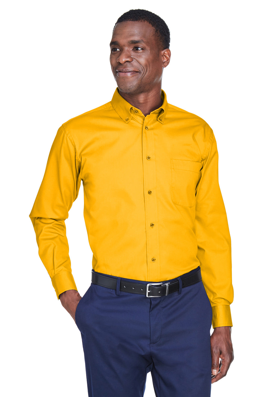 dress shirt yellow long sleeve button down Made-in-USA Flap Pocket Yellow Oxford Cloth Button Down Shirt