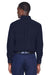 Harriton M500/M500T Mens Wrinkle Resistant Long Sleeve Button Down Shirt w/ Pocket Navy Blue Model Back