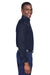 Harriton M500/M500T Mens Wrinkle Resistant Long Sleeve Button Down Shirt w/ Pocket Navy Blue Model Side