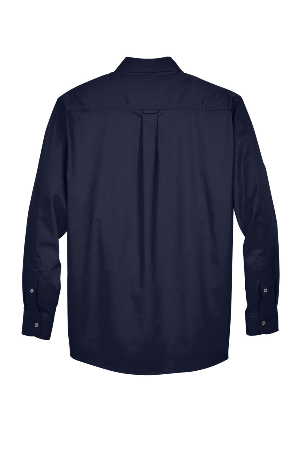 Harriton M500/M500T Mens Wrinkle Resistant Long Sleeve Button Down Shirt w/ Pocket Navy Blue Flat Back