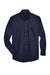 Harriton M500/M500T Mens Wrinkle Resistant Long Sleeve Button Down Shirt w/ Pocket Navy Blue Flat Front
