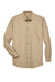 Harriton M500/M500T Mens Wrinkle Resistant Long Sleeve Button Down Shirt w/ Pocket Stone Flat Front