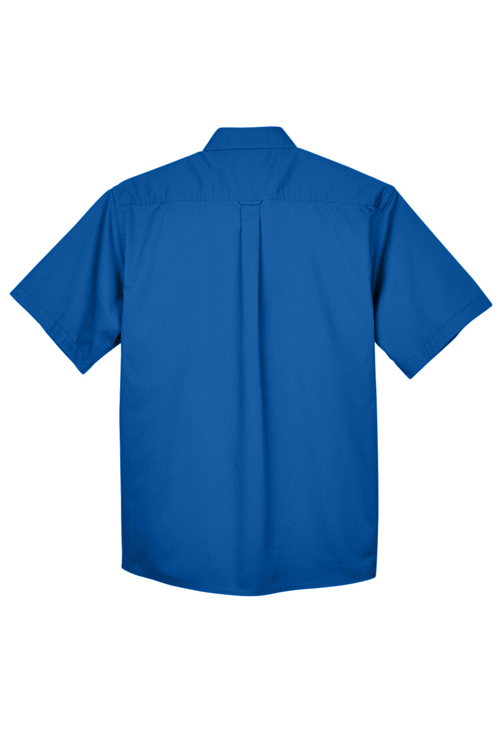 Harriton M500S Mens Wrinkle Resistant Short Sleeve Button Down Shirt w/ Pocket French Blue Flat Back