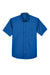 Harriton M500S Mens Wrinkle Resistant Short Sleeve Button Down Shirt w/ Pocket French Blue Flat Front
