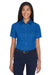 Harriton M500SW Womens Wrinkle Resistant Short Sleeve Button Down Shirt French Blue Model Front