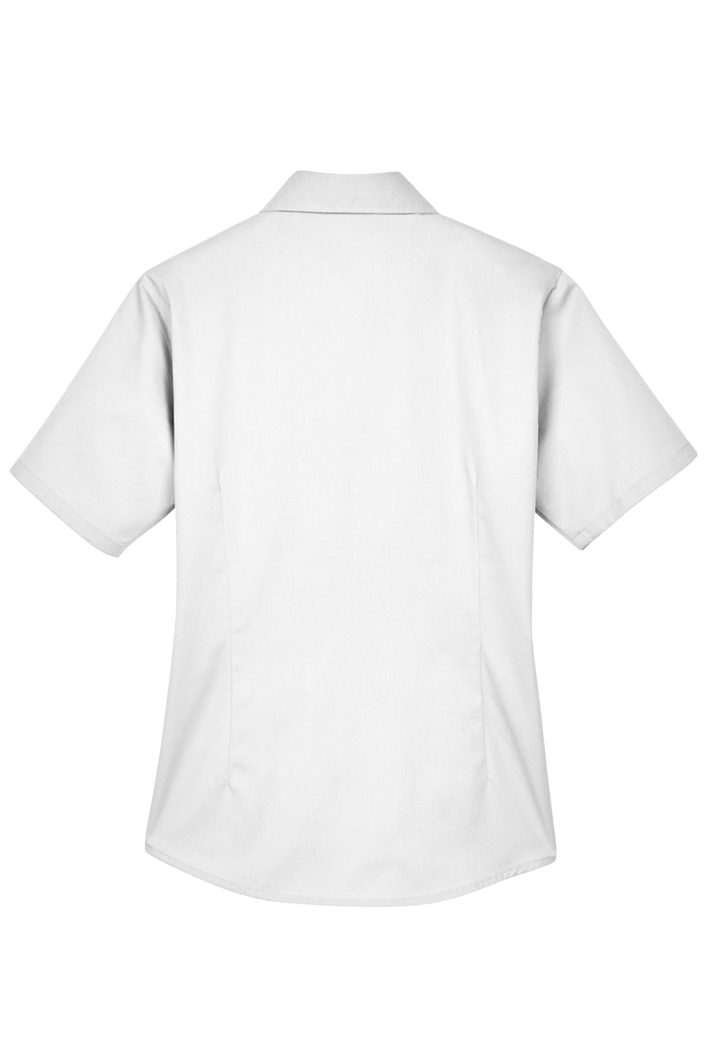 Harriton M500SW Womens Wrinkle Resistant Short Sleeve Button Down Shirt White Flat Back