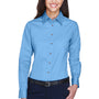 Harriton Womens Wrinkle Resistant Long Sleeve Button Down Shirt - Light College Blue - Closeout