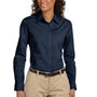 Harriton Womens Essential Long Sleeve Button Down Shirt - Navy Blue