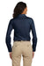 Harriton M510W Womens Essential Long Sleeve Button Down Shirt Navy Blue Model Back