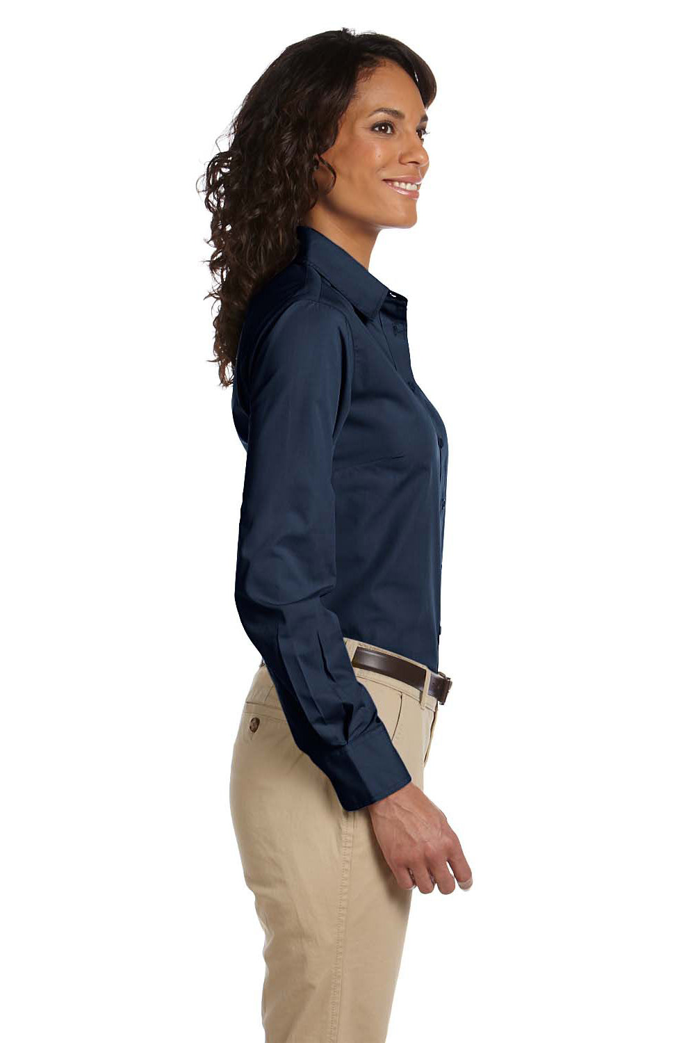 Harriton M510W Ladies' 3.1 oz. Essential Poplin - Navy, S Harriton M510W Ladies' 3.1 oz. Essential Poplin - Navy, S