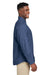 Harriton M540 Mens Button Down Denim Shirt Jacket Dark Denim Blue Model Side