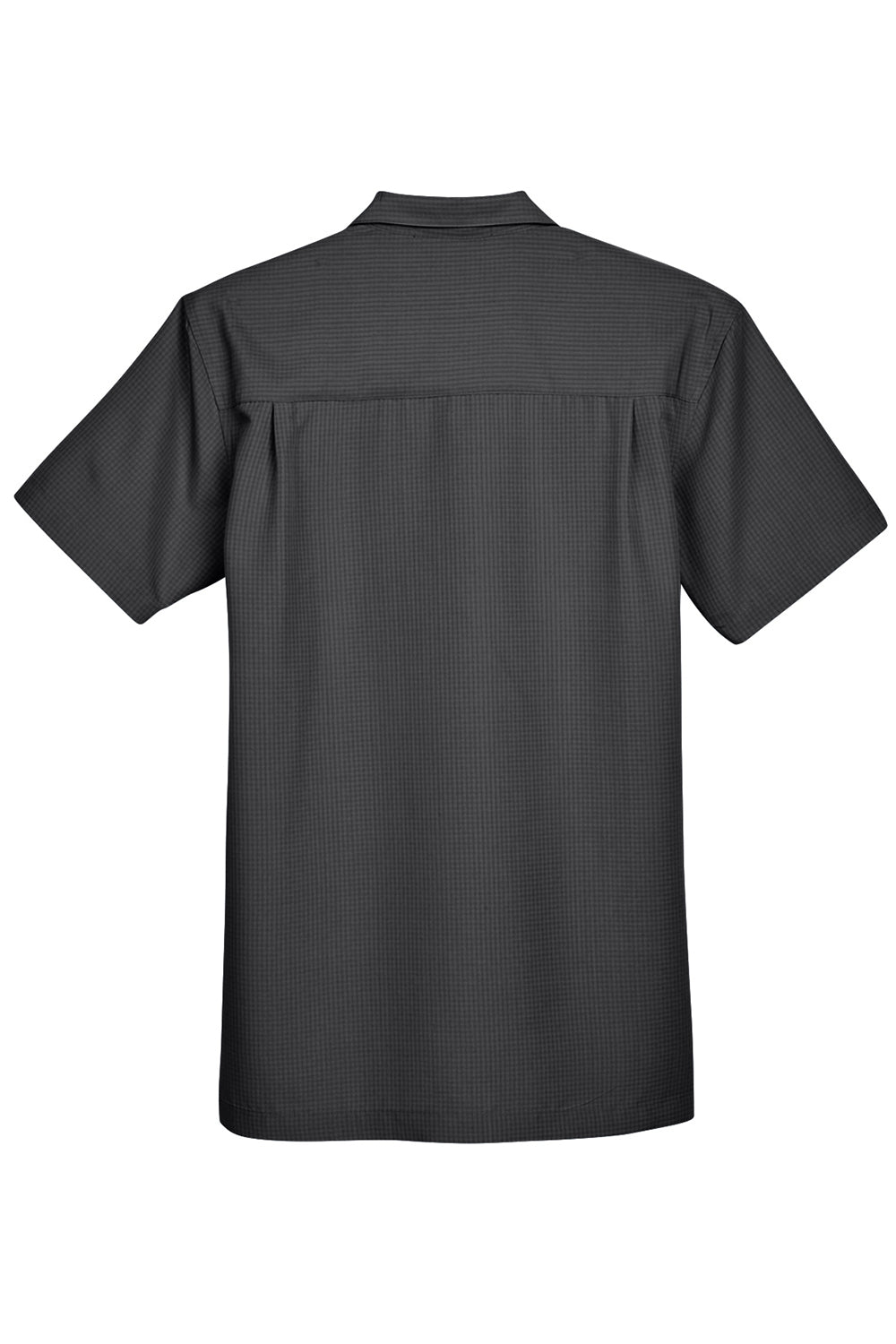 Harriton M560 Mens Barbados Wrinkle Resistant Short Sleeve Button Down Camp Shirt w/ Pocket Black Flat Back