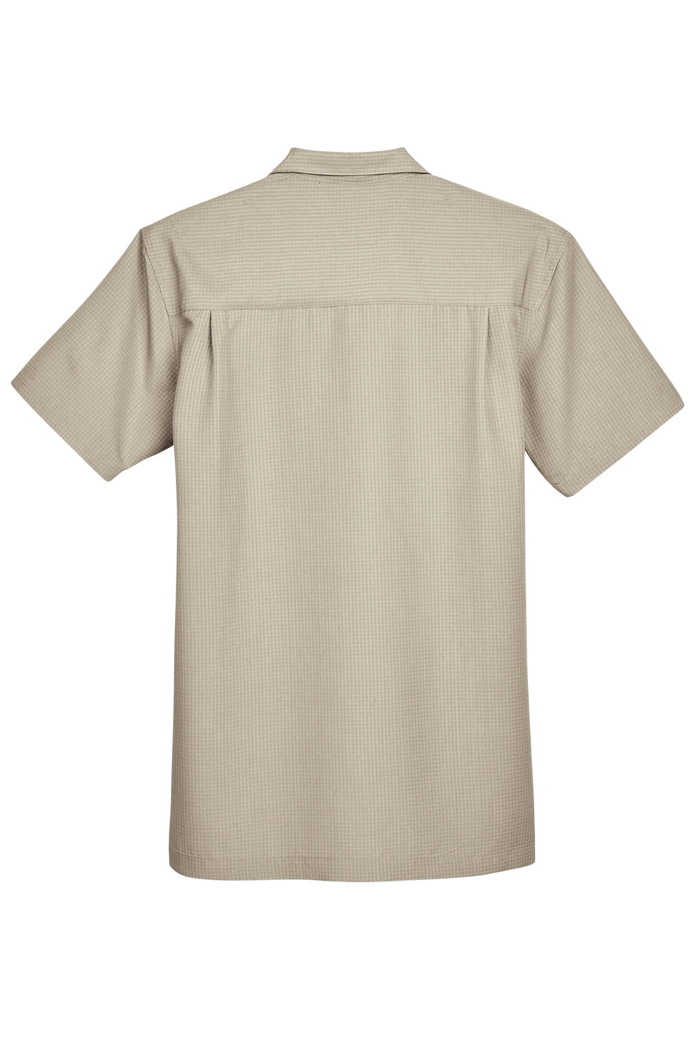 Harriton M560 Mens Barbados Wrinkle Resistant Short Sleeve Button Down Camp Shirt w/ Pocket Khaki Flat Back