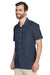 Harriton M560 Mens Barbados Wrinkle Resistant Short Sleeve Button Down Camp Shirt w/ Pocket Navy Blue Model 3q