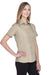 Harriton M560W Womens Barbados Wrinkle Resistant Short Sleeve Button Down Camp Shirt Khaki Brown Model 3q