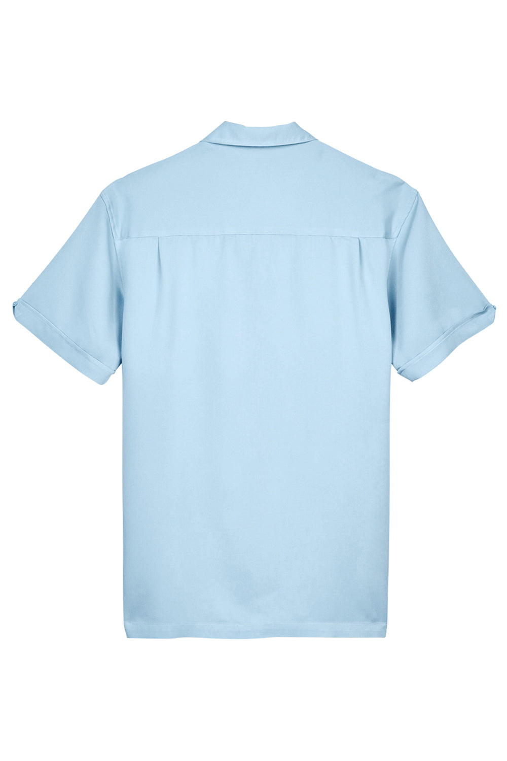 Harriton M575 Mens Bahama Wrinkle Resistant Short Sleeve Button Down Camp Shirt Cloud Blue/Cream Flat Back