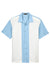 Harriton M575 Mens Bahama Wrinkle Resistant Short Sleeve Button Down Camp Shirt Cloud Blue/Cream Flat Front