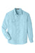 Harriton M580L Mens Key West Performance Moisture Wicking Long Sleeve Button Down Shirt w/ Double Pockets Cloud Blue Flat Front